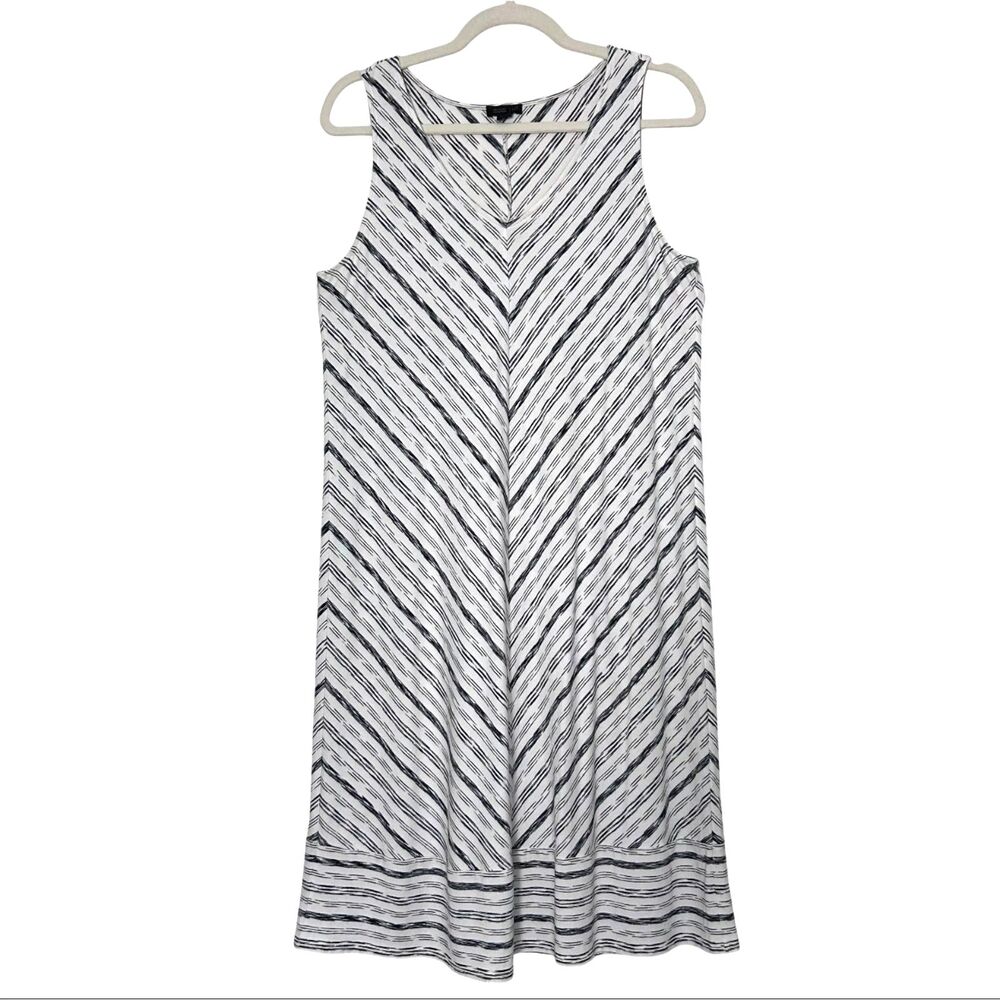 J. Jill Wearever Collection Black White Chevron Midi Dress Size M Rayon Stretch